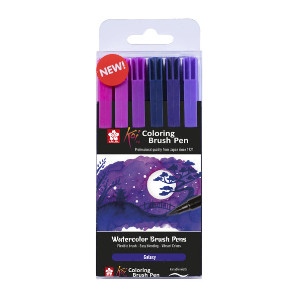 Set 6 Rotuladores Manga Coloring Brush Pen Galaxy Sakura Koi