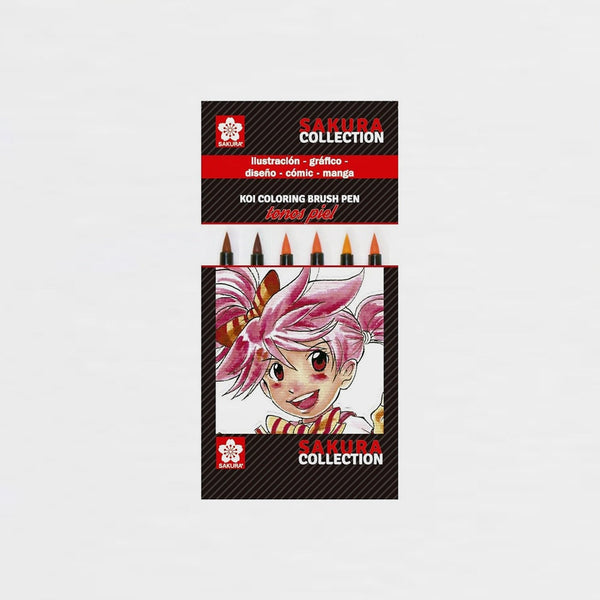 Set 6 Rotuladores Tonos Piel Sakura KOI Coloring Brush Pen