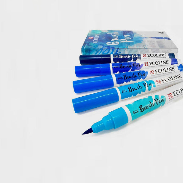 Set 5 Rotuladores Brush Pen Ecoline Azul para lettering