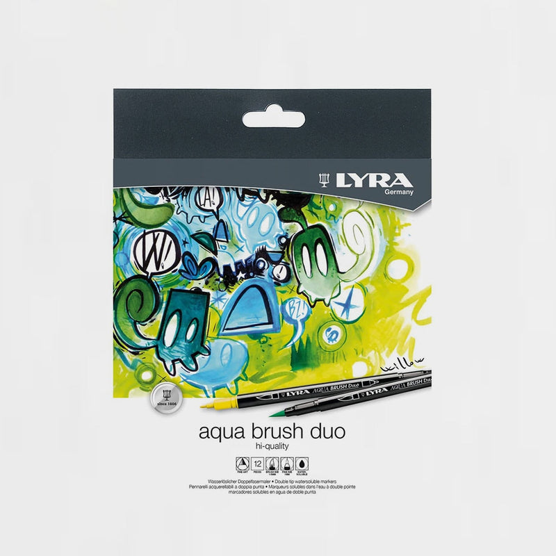 Set 12 Rotuladores Lettering Aqua Brush Duo Lyra