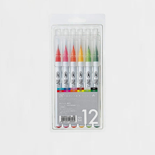 Set 12 Rotuladores Zig Clean Color Real Brush Pen Kuretake