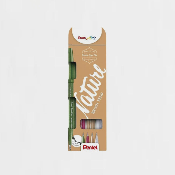Pack 4 Rotuladores Punta Pincel Estuche Nature Pentel Touch