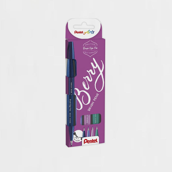 Pack 4 Rotuladores Punta Pincel Estuche Berry Pentel Touch