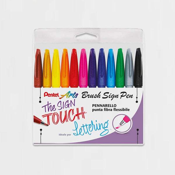 Set 12 Rotuladores Punta Pincel Pentel