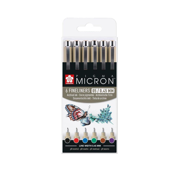 Set 6 Rotuladores Pigma Micron 05 Básico Sakura