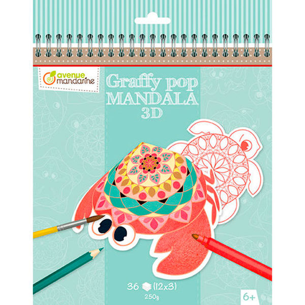 Cuaderno Colorear Graffy Pop Mandala 3D Avenue Mandarine
