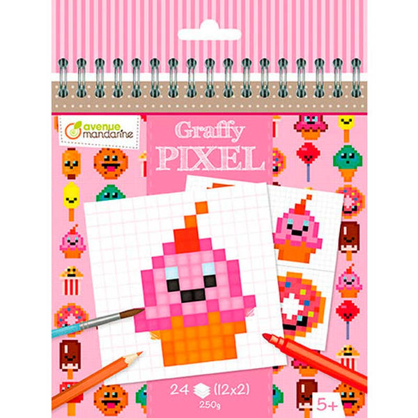 Cuaderno para Colorear Graffy Pixel Dulces Kawai Avenue Mandarine - milbby tienda de manualidades bellas artes y scrap