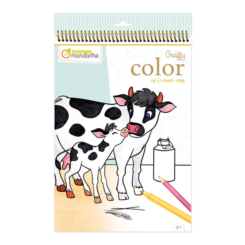 Cuaderno Colorear Animales Granja Mamá Bebé Vacas Avenue Mandarine