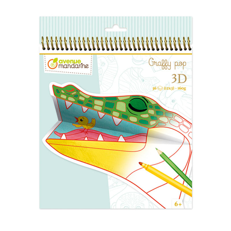 Cuaderno Colorear Animales de la Sabana Graffy 3D Avenue Mandarine