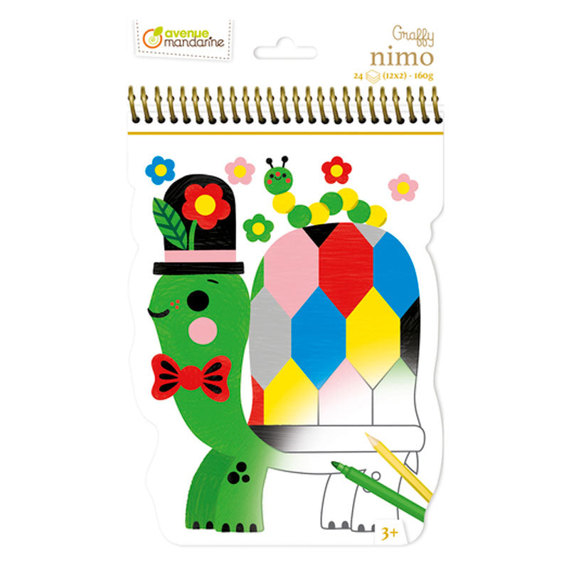 Cuaderno Colorear Graffy Nimo Tortuga Avenue Mandarine