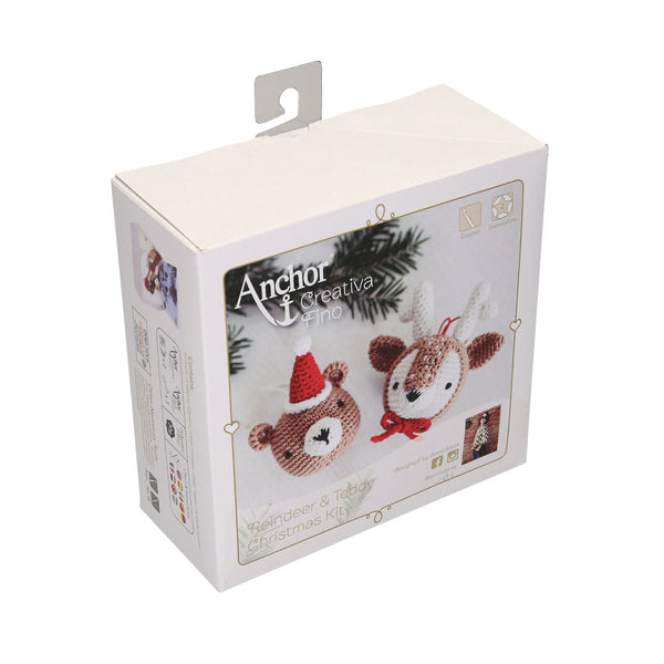 Kit de amigurumi para hacer dos bolas de Navidad con forma de renos, de la marca Anchor - milbby tienda de manualidades bellas artes y scrap - exterior