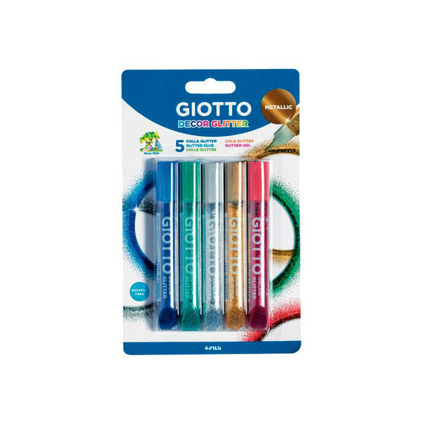 Set 5 Tubos Decor Cola Glitter Giotto - milbby tienda de manualidades bellas artes y scrap