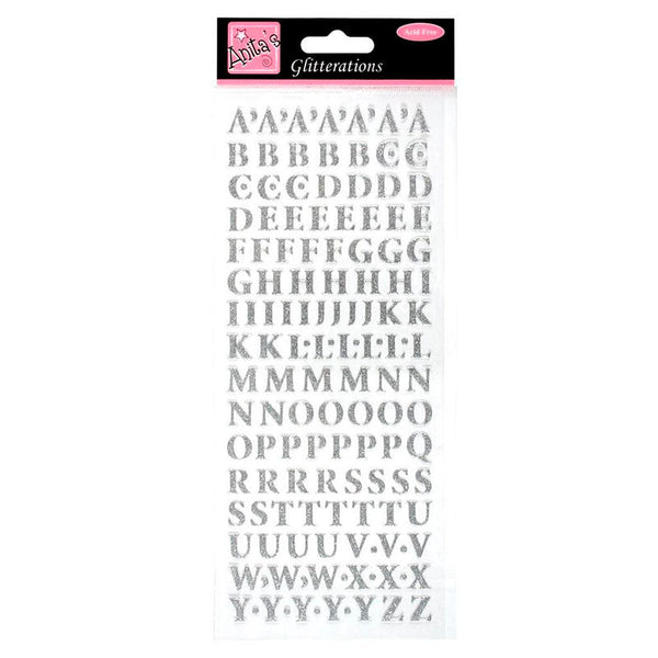 Stickers Abecedario Glitter Plata Anitas