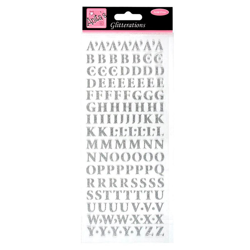 Stickers Abecedario Glitter Plata Anitas