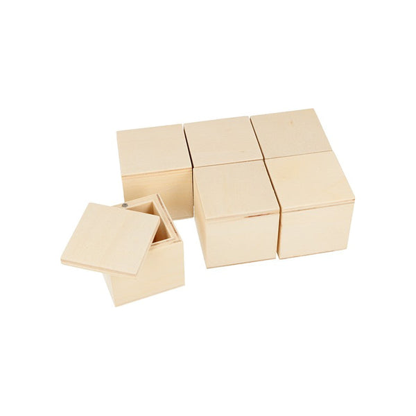 Set 6 Cajitas Cubo Madera Artemio 5x5x5cm