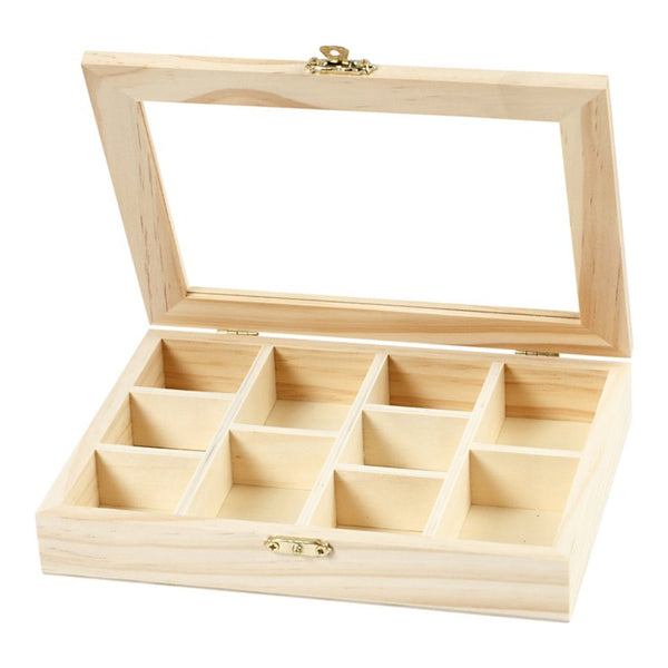 Caja de Madera con Tapa de Cristal