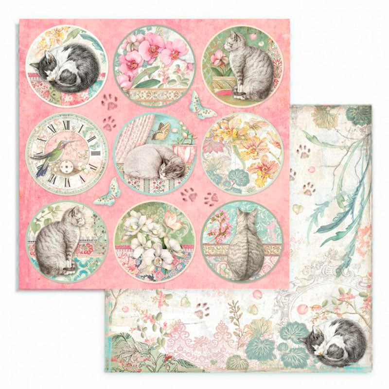 Set 10 Papeles Scrap Orchids And Cats 20x20 Stamperia (1)