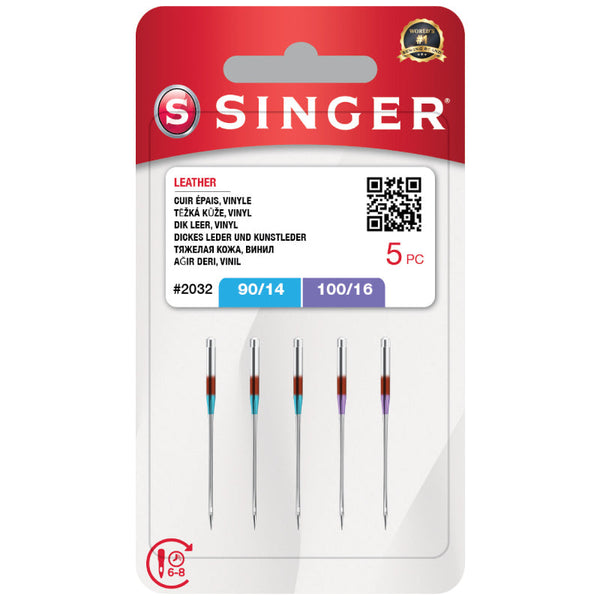 Agujas Máquina Coser Cuero Singer 5 ud Surtidas 90-100