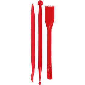 Modelling Tool, L: 14,5Cm, 3 Pcs, Red