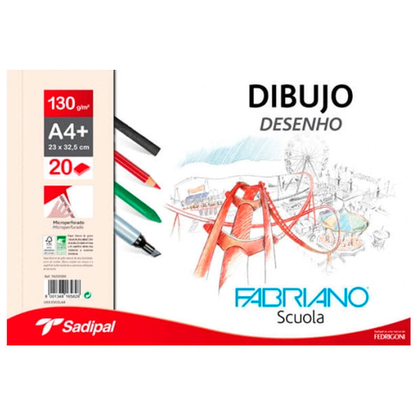 Bloc Dibujo 20H 130gr A4 Fabriano