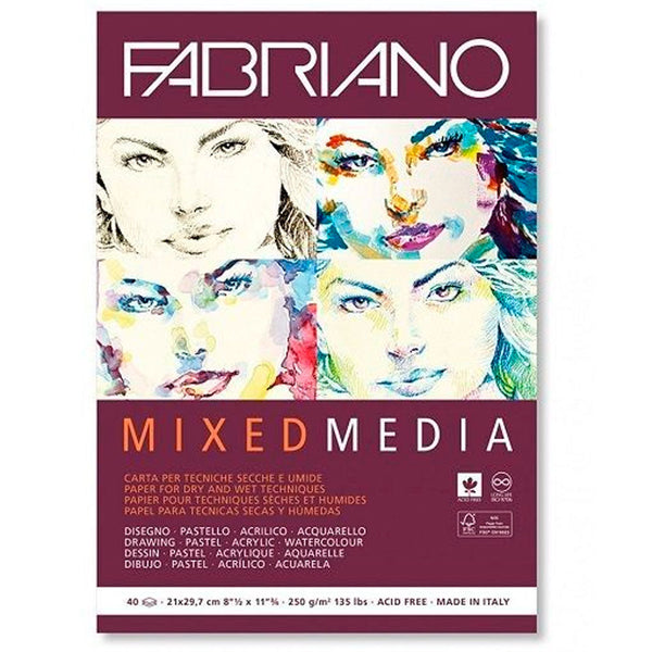 Bloc Mix Media 21x29,7cm 40 hojas 250gr Fabriano