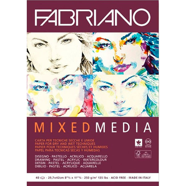 Bloc Mix Media 29,7x42cm 40 hojas 250gr Fabriano