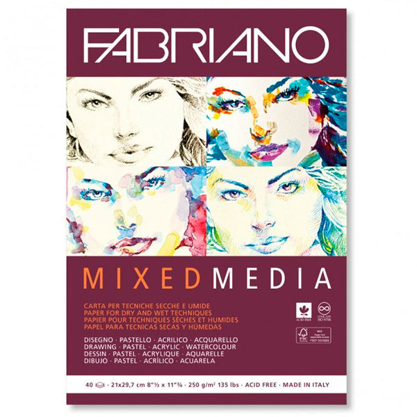 Bloc Mix Media 14,8x21cm 40 hojas 250gr Fabriano