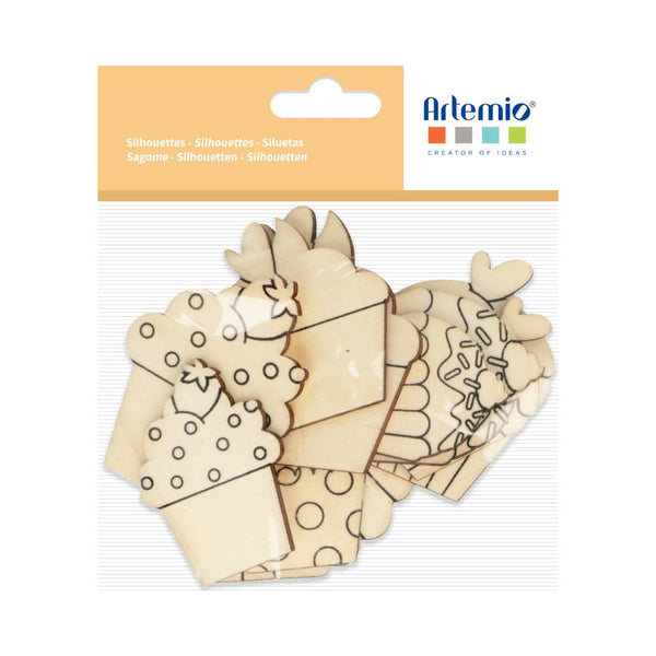 Set 10 Siluetas de Madera Cupcake