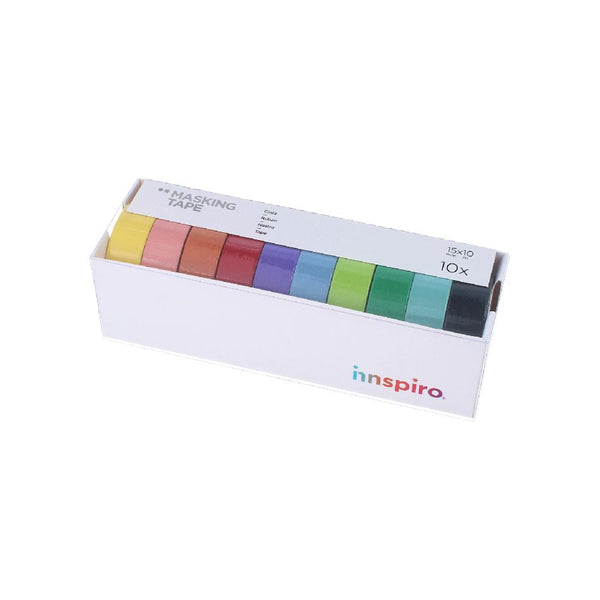Set 10 Washi Tape Colores Básicos 15mmx10m