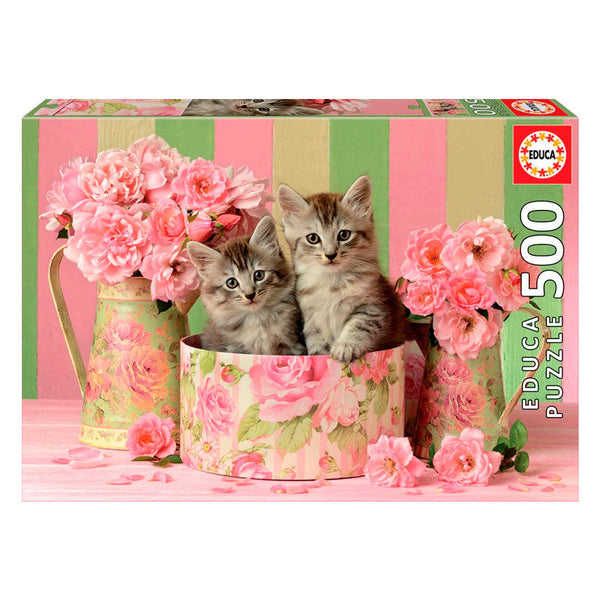 Puzzle 500 Piezas Gatitos con Rosas Educa