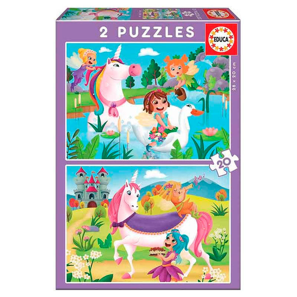 Puzzle 2x20 Piezas Unicornios y Hadas Educa
