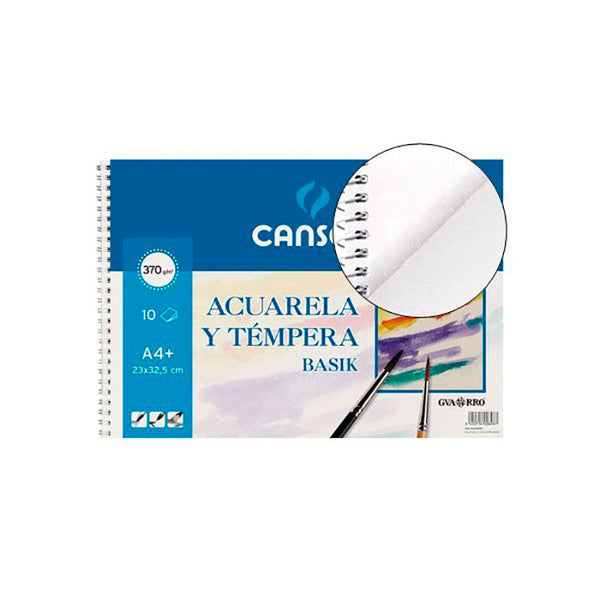 Bloc Dibujo Acuarela Espiral A4 370gr 10 Hojas Guarro