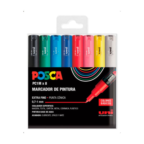 Estuche 8 Rotuladores Básicos Posca PC-1M