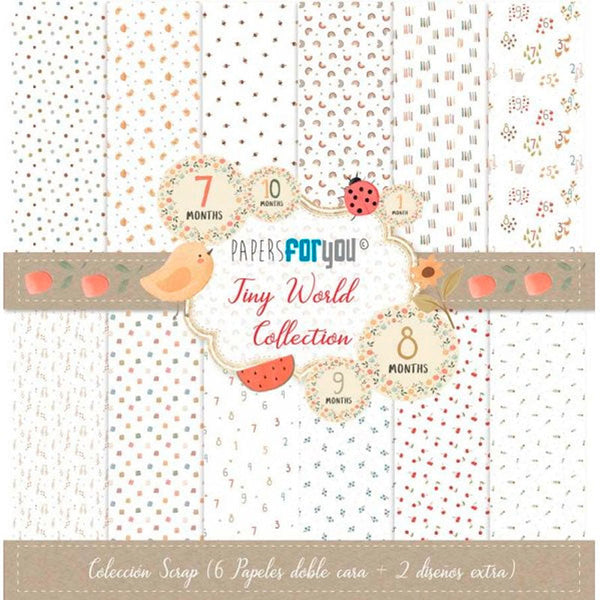 Set 6 Papeles Scrap Tiny World 30x30 Papers For You