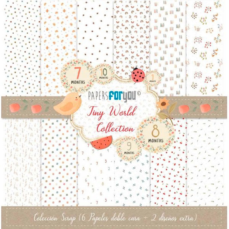 Set 6 Papeles Scrap Tiny World 30x30 Papers For You
