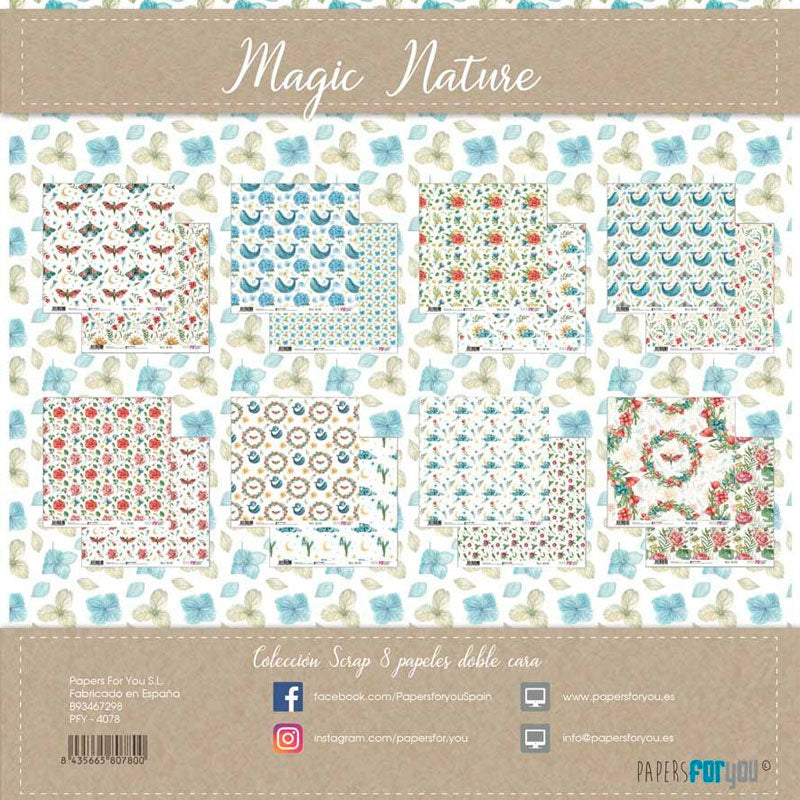 Set 8 Papeles Scrap Magic Nature 30x30 Papers For You (1)