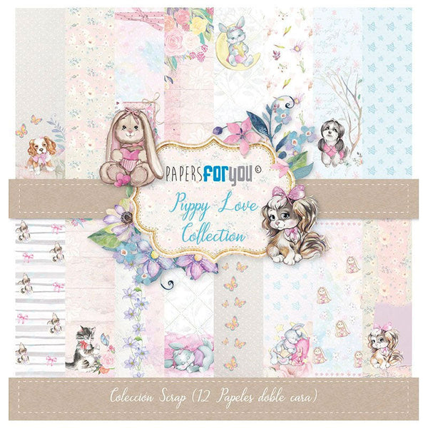Set 12 Papeles Scrap Puppy Love 30x30 Papers For You