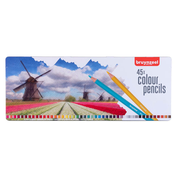 Caja Lapices de 45 Colores Metálica con Dibujo Molino Holanda BRUYNZEEL