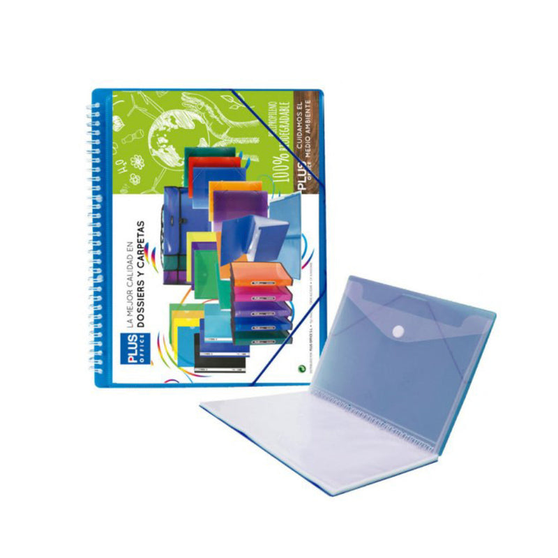 Carpeta A4 con 20 Fundas Azul Plus Office