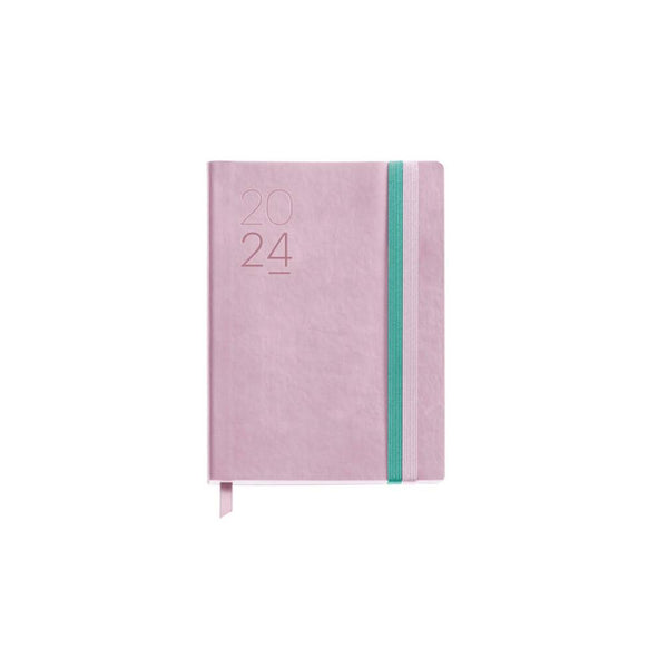 Agenda Anual 2024 Diaria Journal Pastel Flexible Rosa