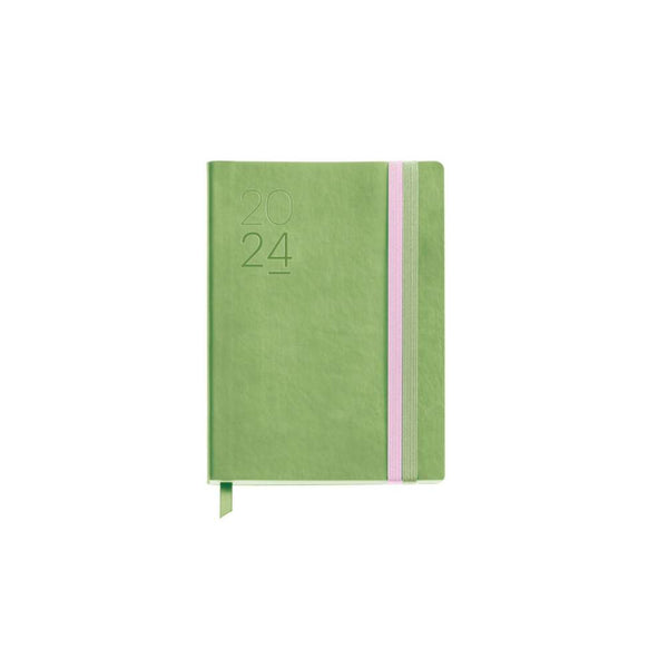 Agenda Anual 2024 Semanal Journal Pastel Flexible Verde