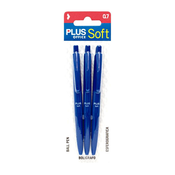 Set 3 Bolígrafos Plus Soft Azul Campus