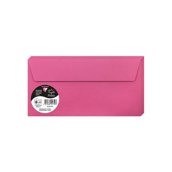Set 20 Sobres 11x22 Rosa Fucsia Pollen Clairefontaine