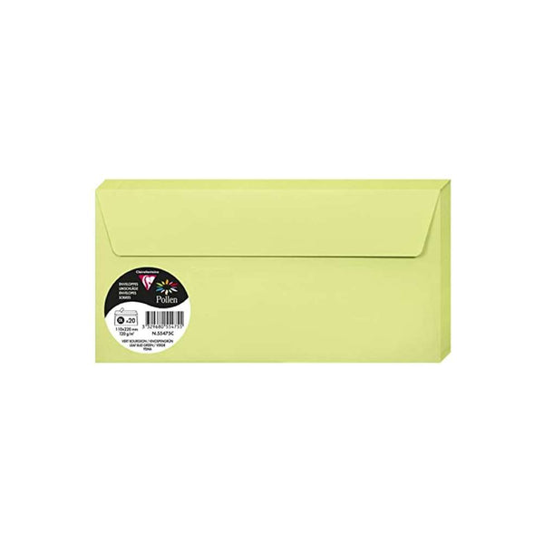 Set 20 Sobres 11x22 Verde Yema Pollen Clairefontaine