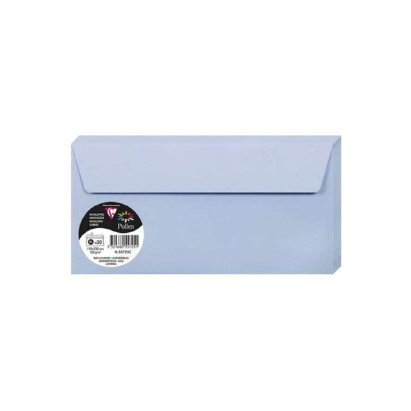 Set 20 Sobres 11x22 Azul Lavanda Pollen Clairefontaine