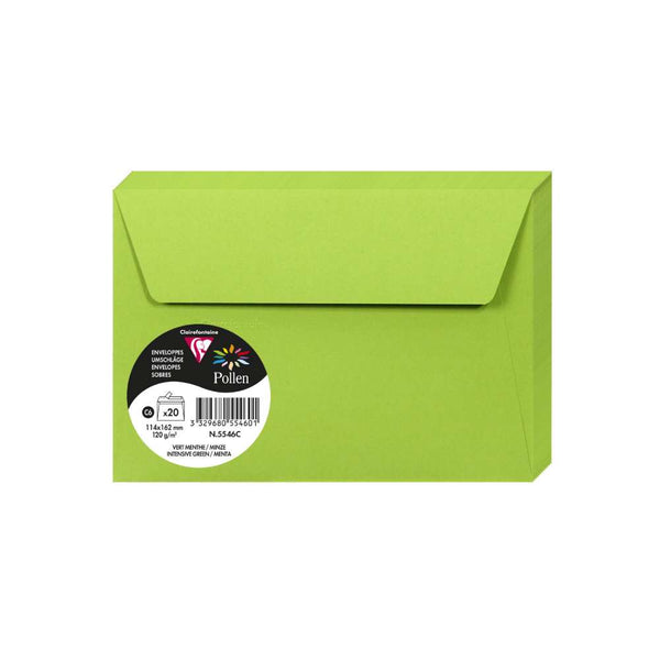 Set 20 Sobres 11x16 Verde Menta Pollen Clairefontaine