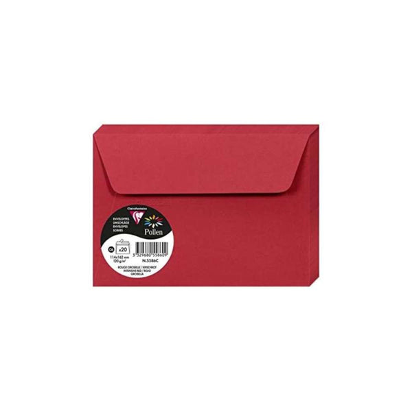 Set 20 Sobres 11x16 Rojo Grosella Pollen Clairefontaine