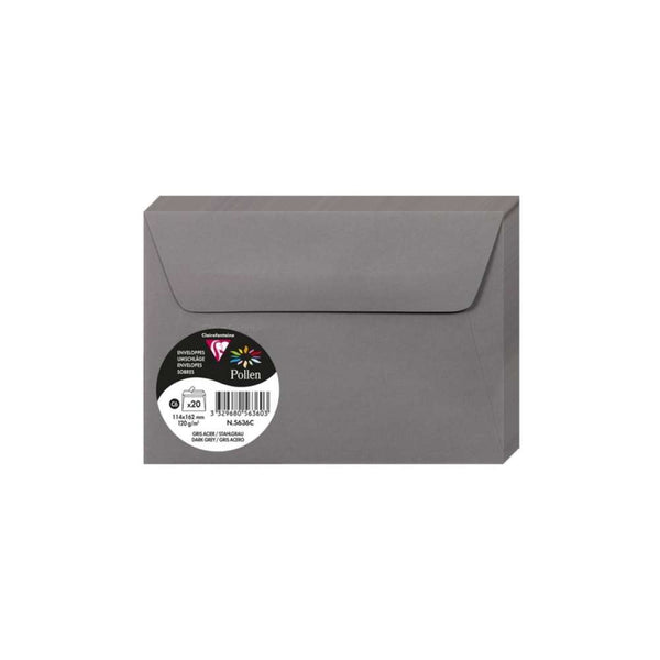 Set 20 Sobres 11x16 Gris Acero Pollen Clairefontaine