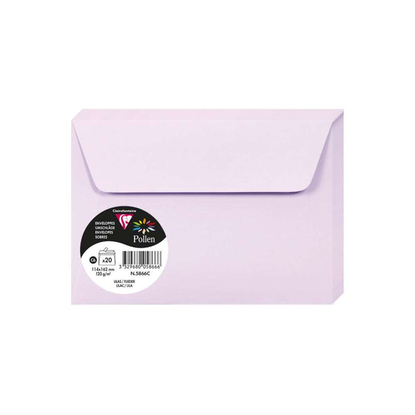 Set 20 Sobres 11x16 Lila Pollen Clairefontaine