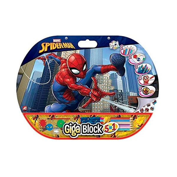 Cuaderno Colorear Giga Block Spiderman 5 En 1 Cefa Toys